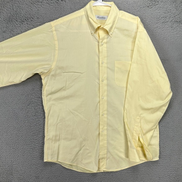 Brooks Brothers Adult Mens Dress Shirt 16 34-35 Yellow Button Down Long Sleeve